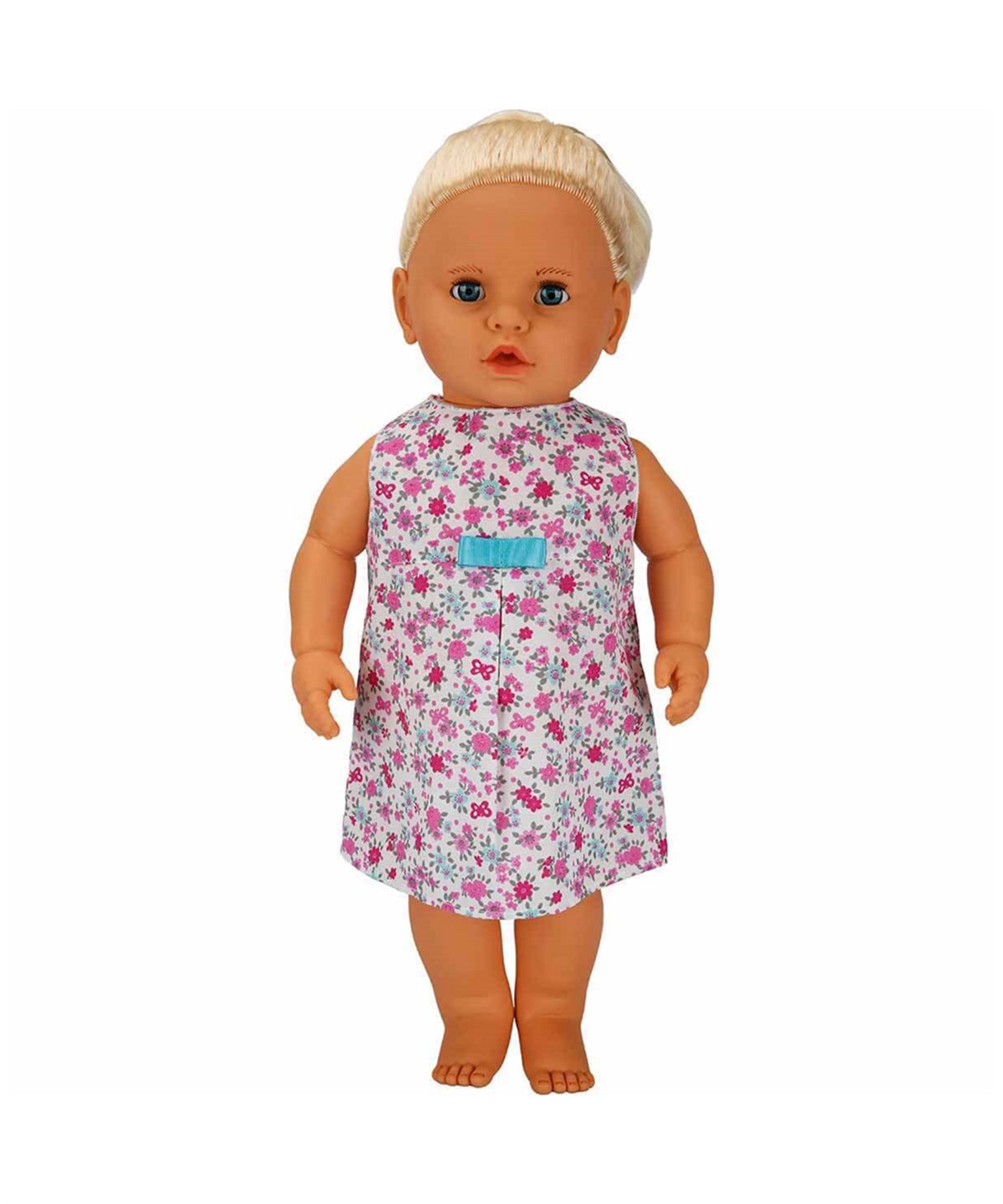 Et Bebekler, Sunman, Lila 8 Sesli Saçlı Et Bebek 60cm 23440 Sarışın Bebek Pembe Çiçekli Elbise