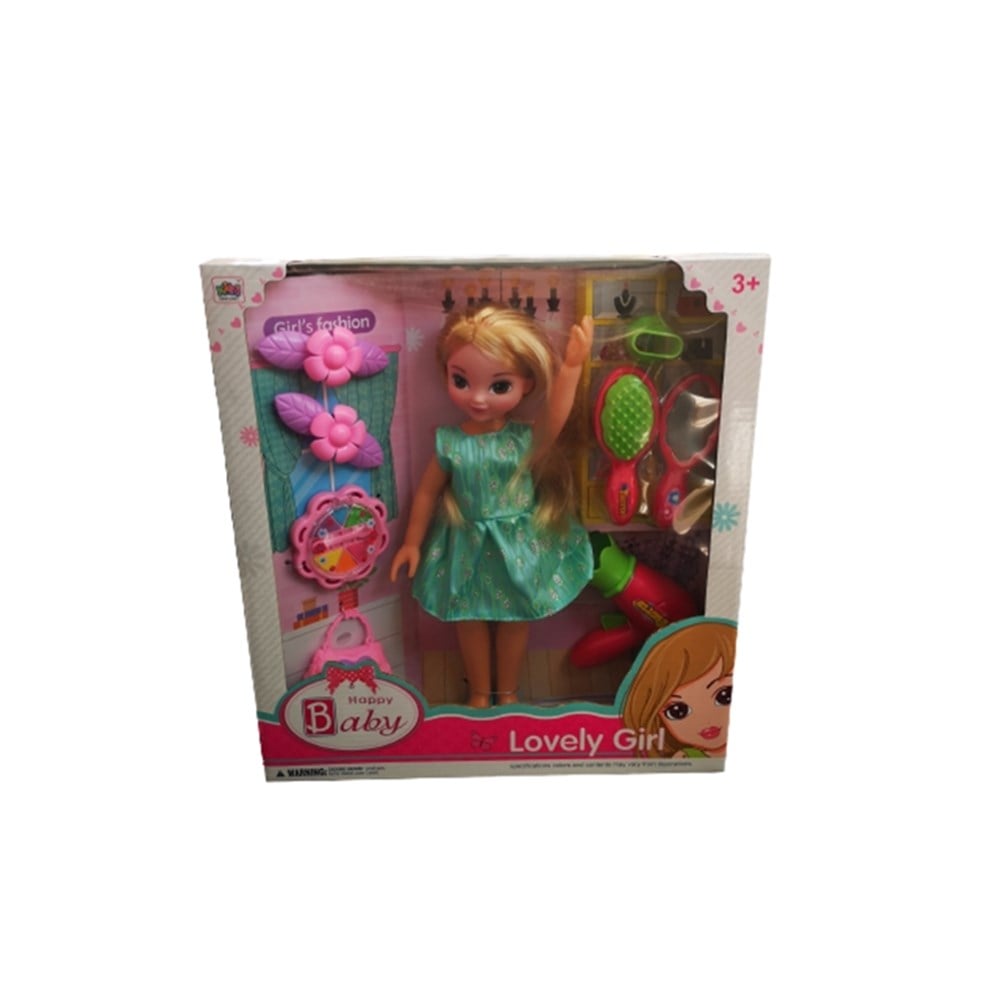 Et Bebekler, Merkez Oyuncak, Lovely Girl Güzellik Aksesuarlı ve Makyaj Malzemeleri Oyun Seti 55919 Sarışın