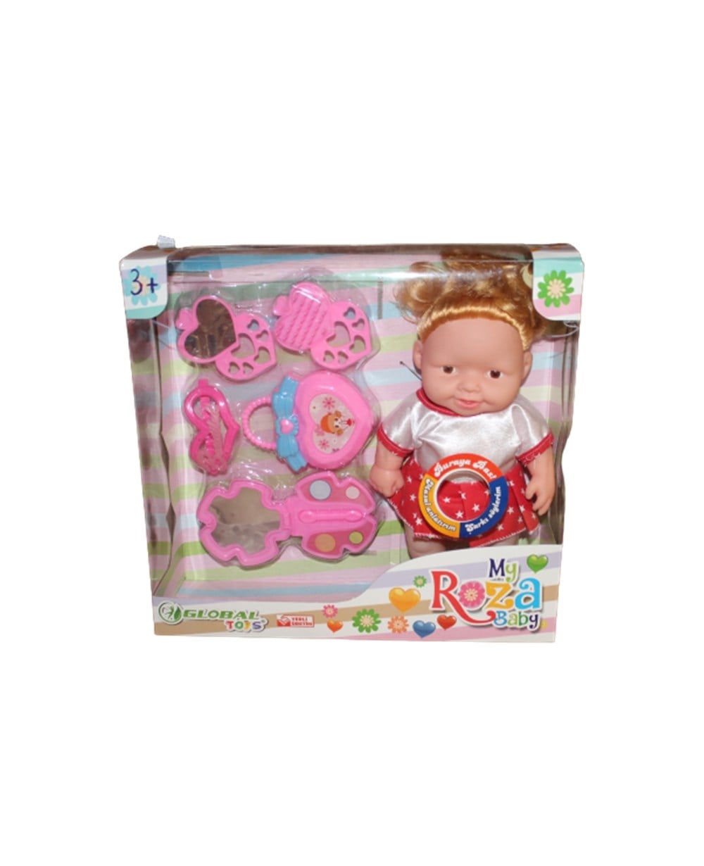 Et Bebekler, Global Toys, My Roza Baby Sesli Aksesuarlı Bebek 00484 Kırmızı Yıldızlı