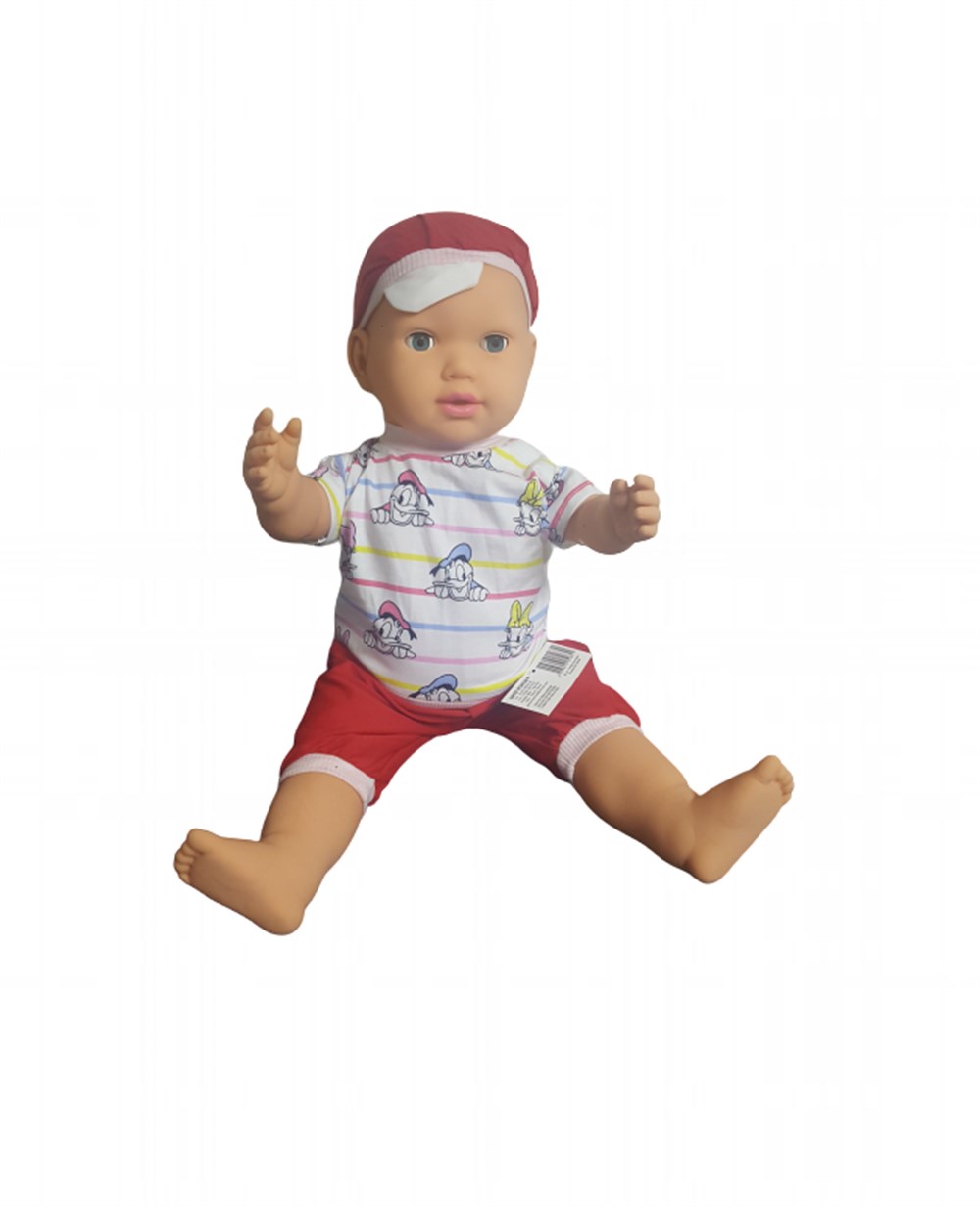 Et Bebekler, Gamze Oyuncak, Türkçe Konuşan Tombul Kel Bebek Büyük Boy 60 Cm Donald Desenli 50851