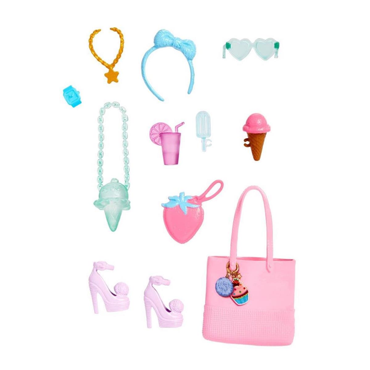 Evcilik Aksesuarları, Barbie, Barbienin Moda Aksesuarları Paketleri GWD98 GWC28 HJT28 Plaj Şıklığı