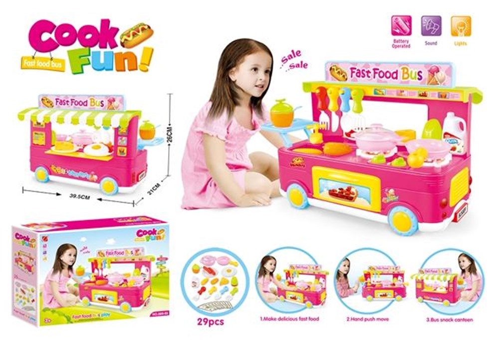 Evcilik Aksesuarları, Merkez Oyuncak, Fast Food Karavanı - Yemek Arabası Sesli ve Işıklı