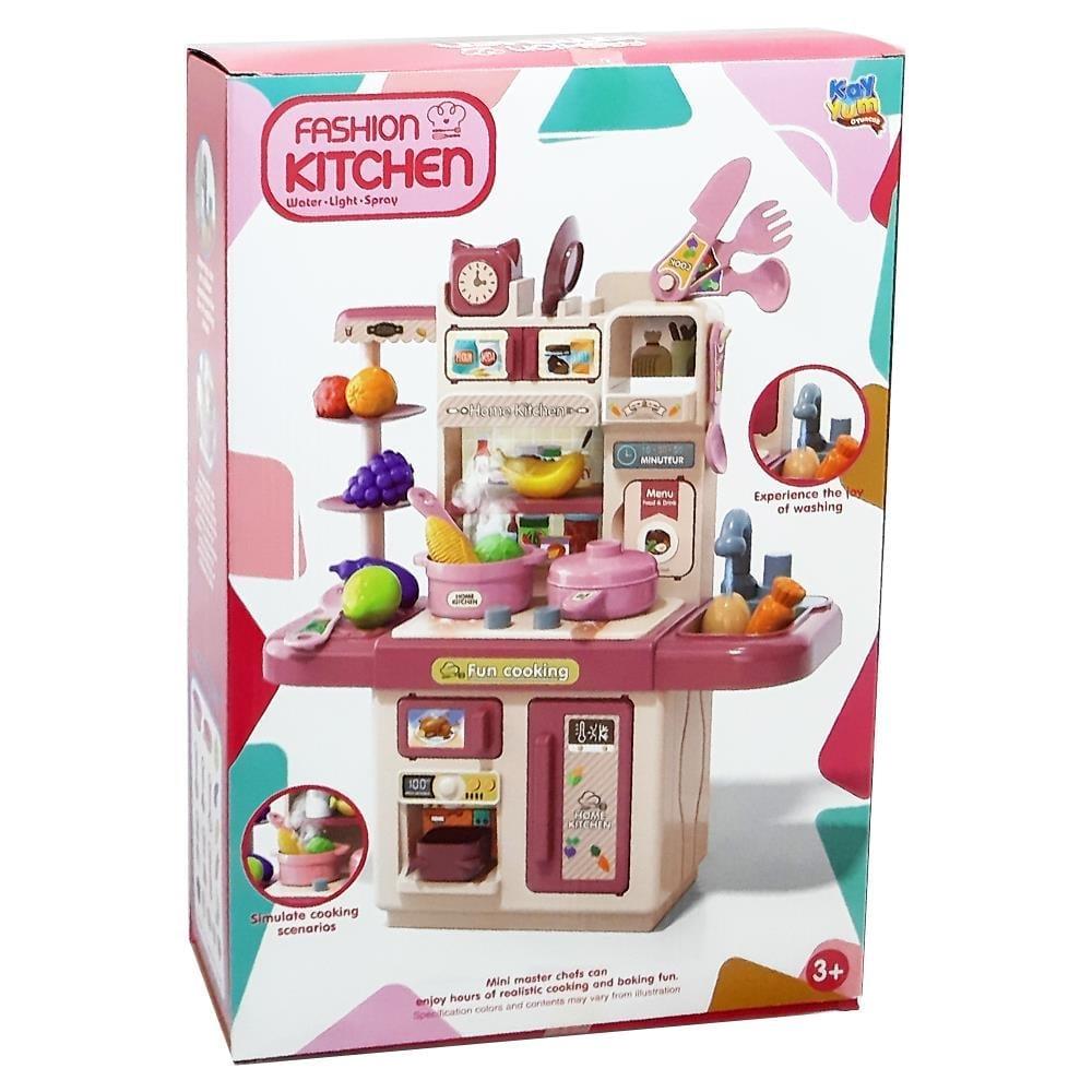 Evcilik Aksesuarları, KAYYUM OYUNCAK, Kayyum Buharlı Pilli Mutfak Seti Pembe