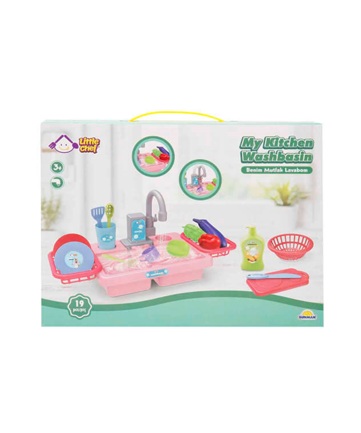 Evcilik Aksesuarları, Sunman, Little Chef Benim Mutfak Lavabom Oyun Seti 31728 Pembe