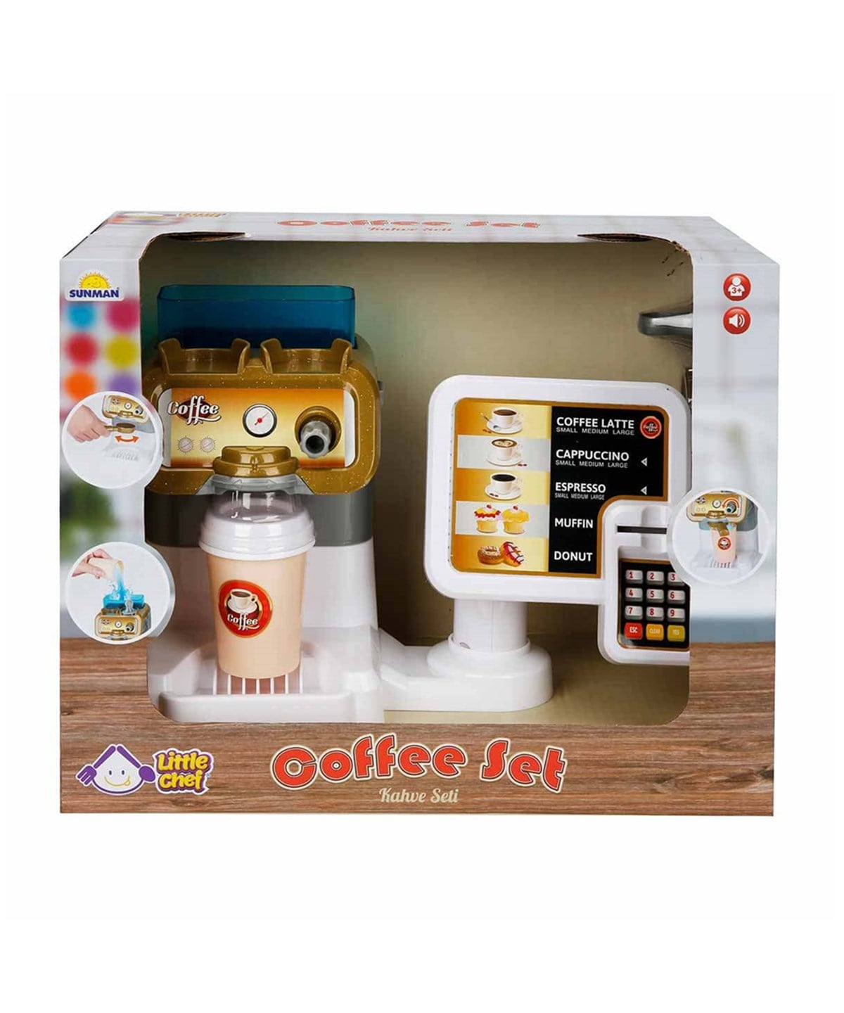 Evcilik Aksesuarları, Sunman, Little Chef Sesli Kahve Makinesi ve Kasa Seti
