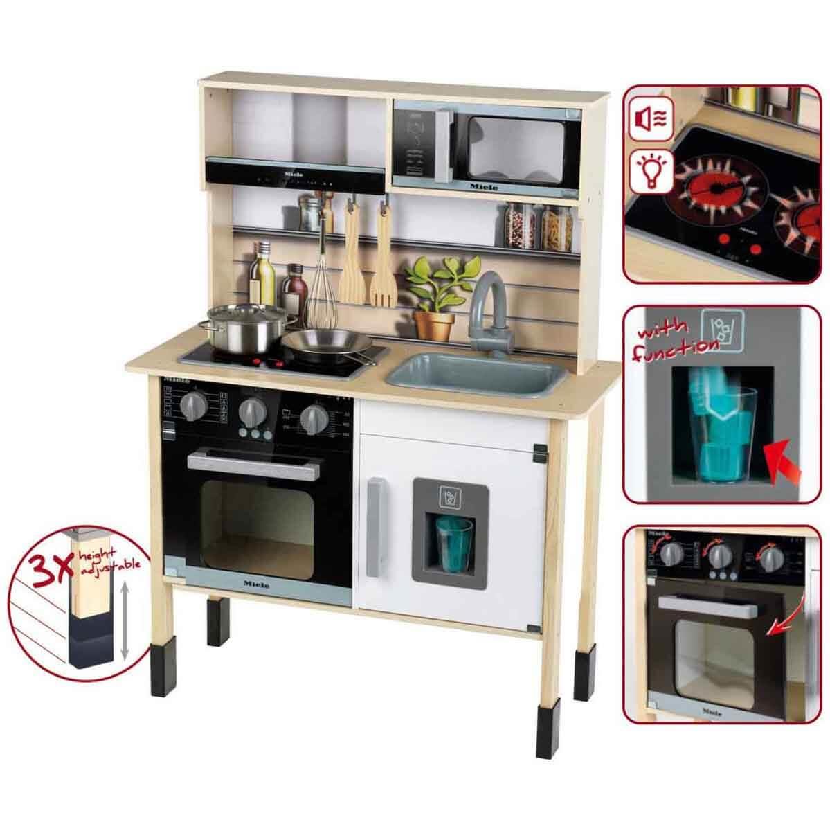 Evcilik Aksesuarları, Sunman, Sesli ve Işıklı Miele Aksesuarlı Ahşap Mutfak Seti