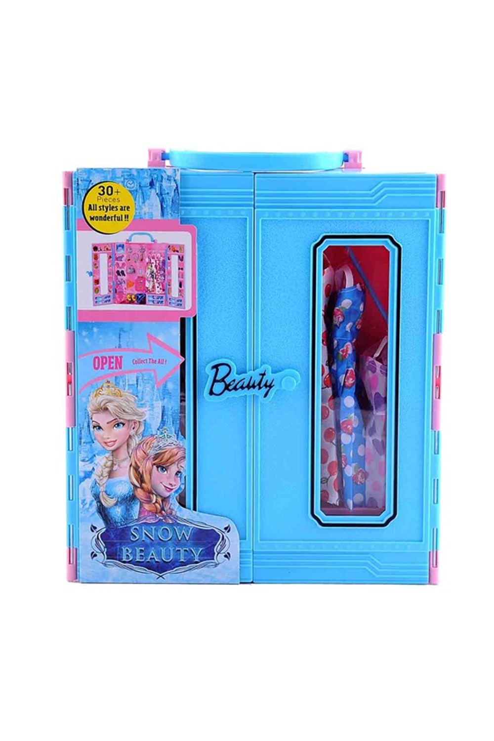 Evcilik Aksesuarları, KAYYUM OYUNCAK, Snow Beauty Mavi Çantalı Oyuncak Elbise Gardrobu