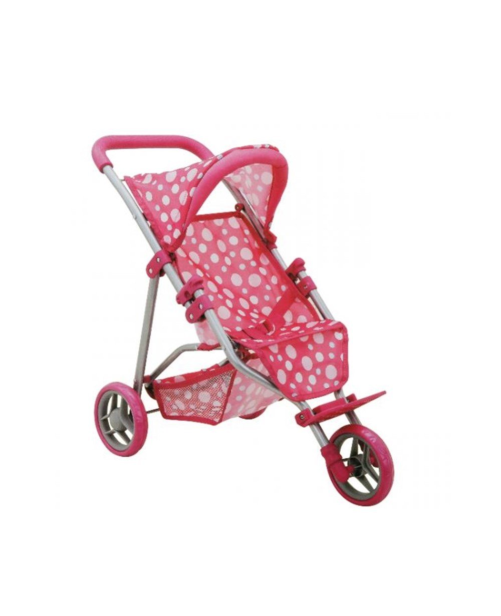 Evcilik Aksesuarları, Sunman, Sunman 3 Tekerlekli Metal Oyuncak Puset Puantiye Desenli