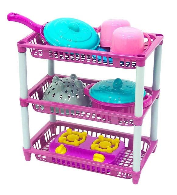 Evcilik Aksesuarları, BEST TOYS, Üç Katlı Bulaşık Seti 6613