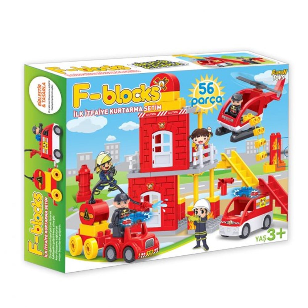 F-Blocks Lego Setleri, F-BLOCKS, F-Blocks Lego İlk İtfaiye Kurtarma Setim 56 Parça