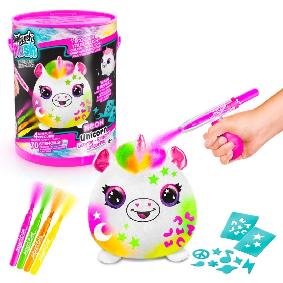 Fonksiyonel Peluşlar, MEGA OYUNCAK, Airbrush Plush Squishy Peluş Neon 55230 Unicorn