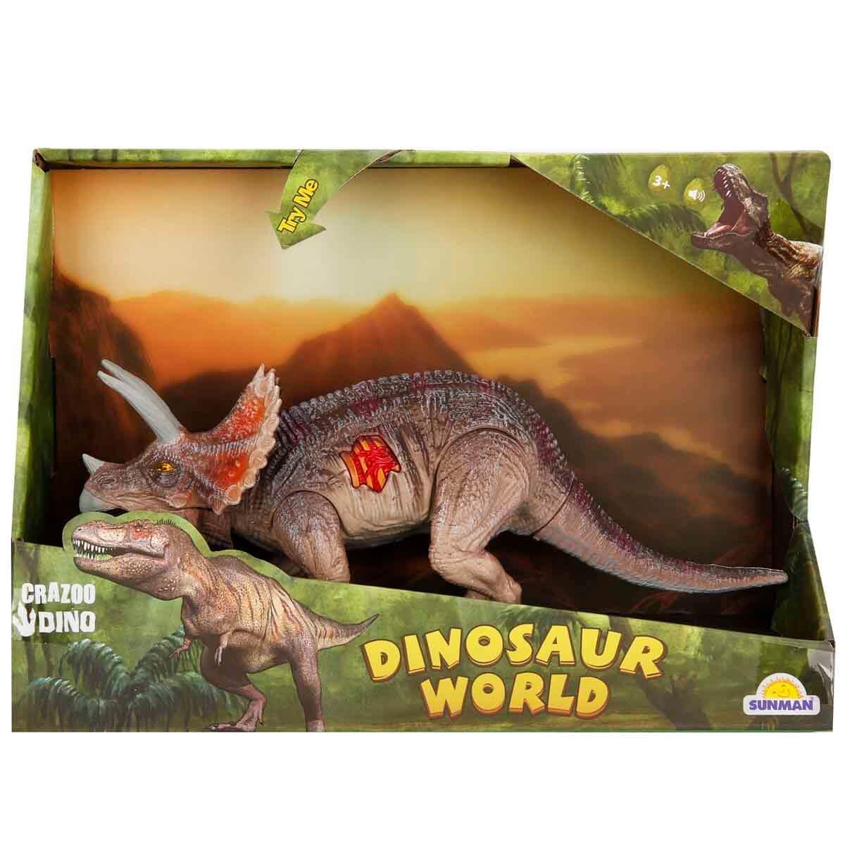 Hayvan Figürleri, Sunman, Dinosaur World Sesli Dinozorlar 23 cm 34545 Boynuzlu Baş