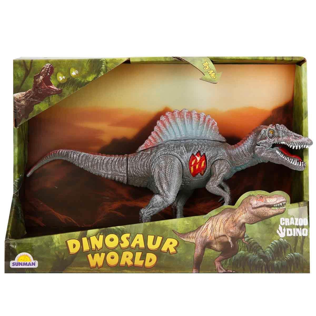 Hayvan Figürleri, Sunman, Dinosaur World Sesli Dinozorlar 23 cm 34545 Dikenli Mavi Sırt
