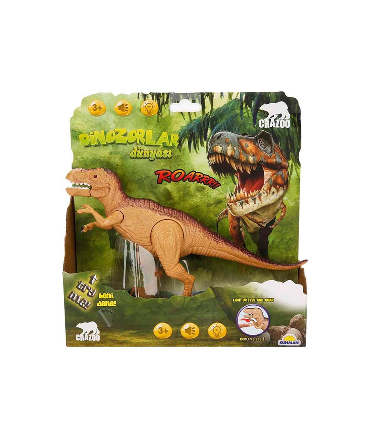 Hayvan Figürleri, Sunman, Sunman Sesli ve Işıklı Dinozor Çeşitleri 61711 Kahverengi