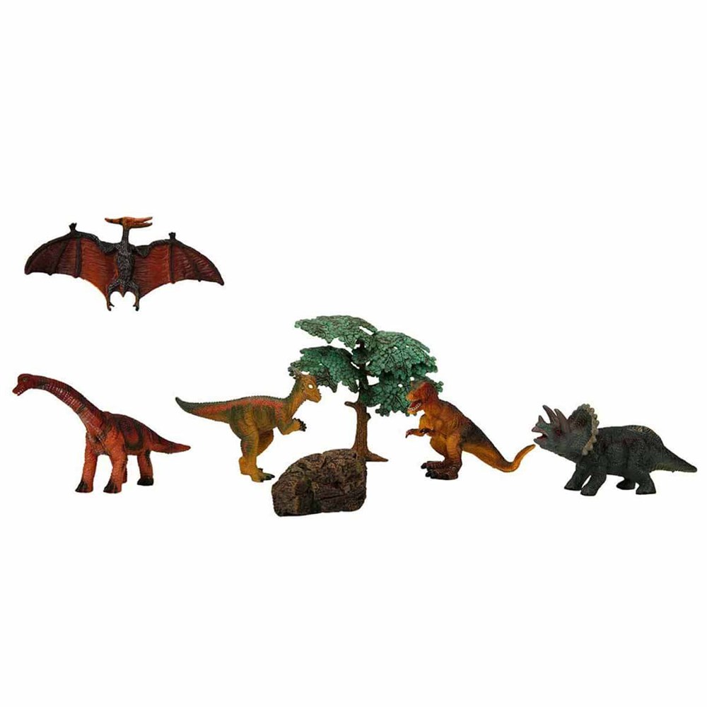Hayvan Setleri, Sunman, Dinozorların Dünyası 5'li Oyun Seti Triceratops Yeşil 26960