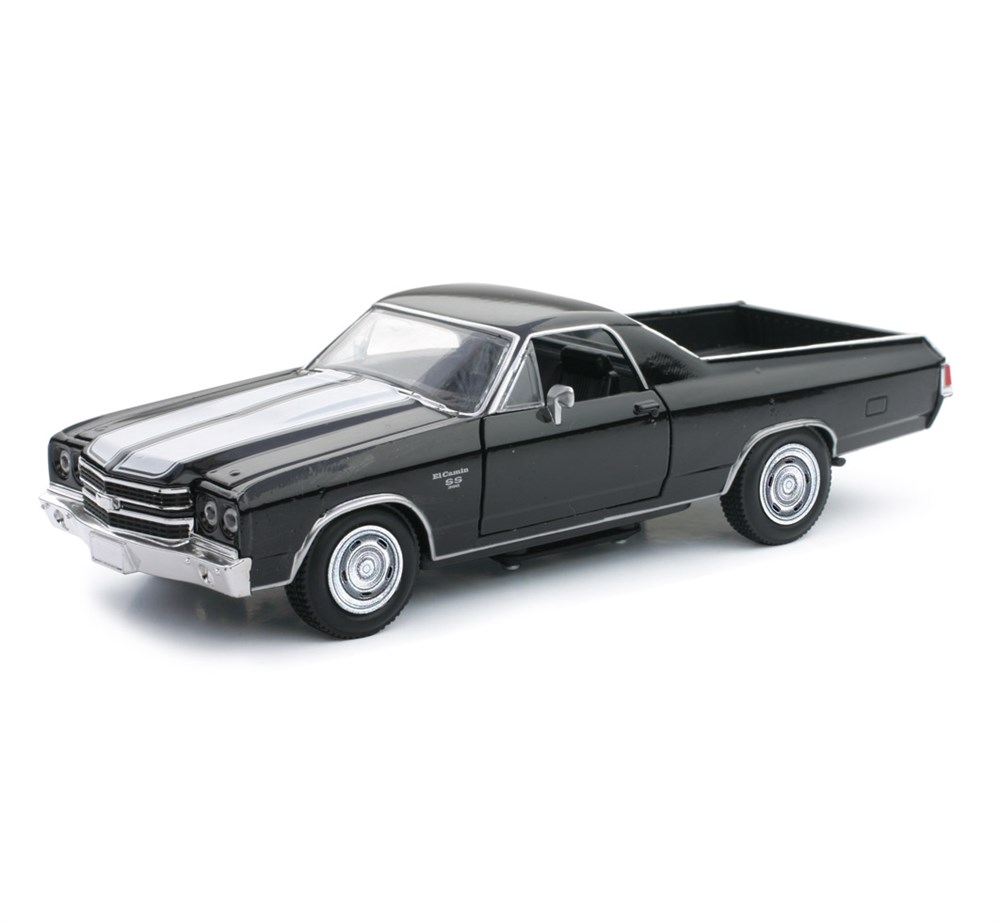 Hobi ve Koleksiyon, Sunman, 1:25 Muscle Model Araba 18539 1970 Chevrolet El Camino Ss - Siyah Beyaz