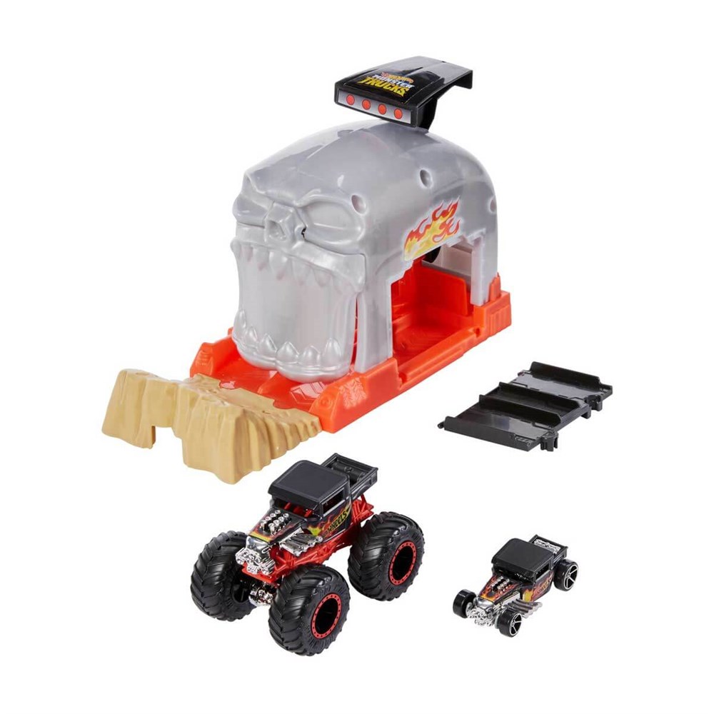 Hot Wheels Oyun Setleri, Hot Wheels, Hot Wheels Monster Trucks Fırlatıcılı Oyun Seti GKY01 GKY02 Bone Shaker