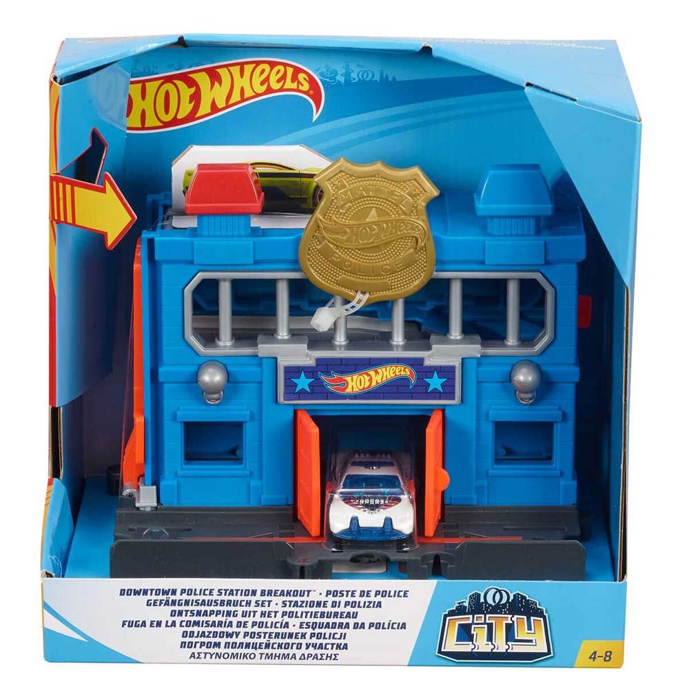 Hot Wheels Oyun Setleri, Hot Wheels, Hot Wheels Şehir Otoparkı Garaj Seti FRH28 FRH33 Merkez Polis Karakolundan Kaçış