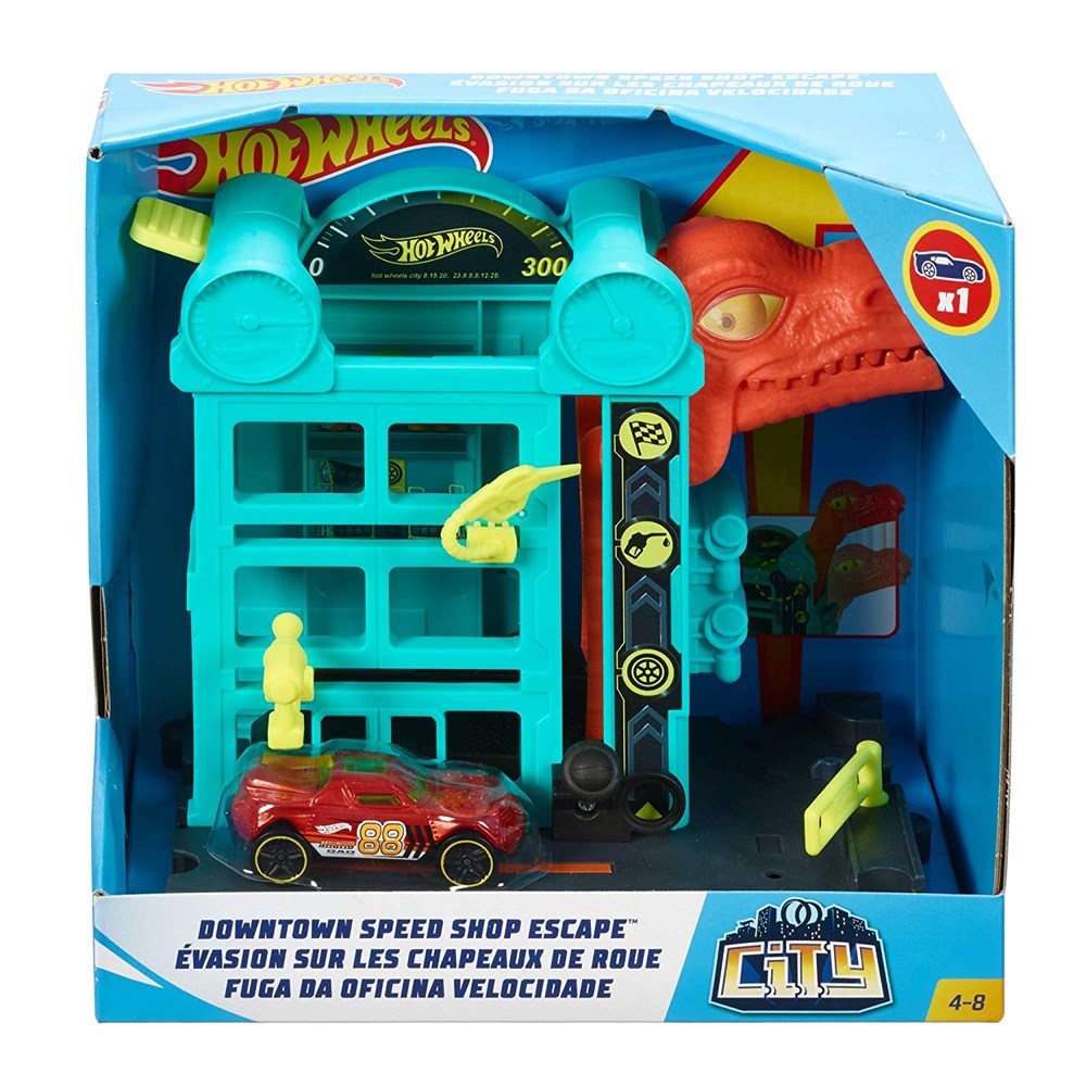 Hot Wheels Oyun Setleri, Hot Wheels, Hot Wheels Şehir Otoparkı Oyun Setleri FRH28 GFY69 Turbo Atolyesi Kaçışı