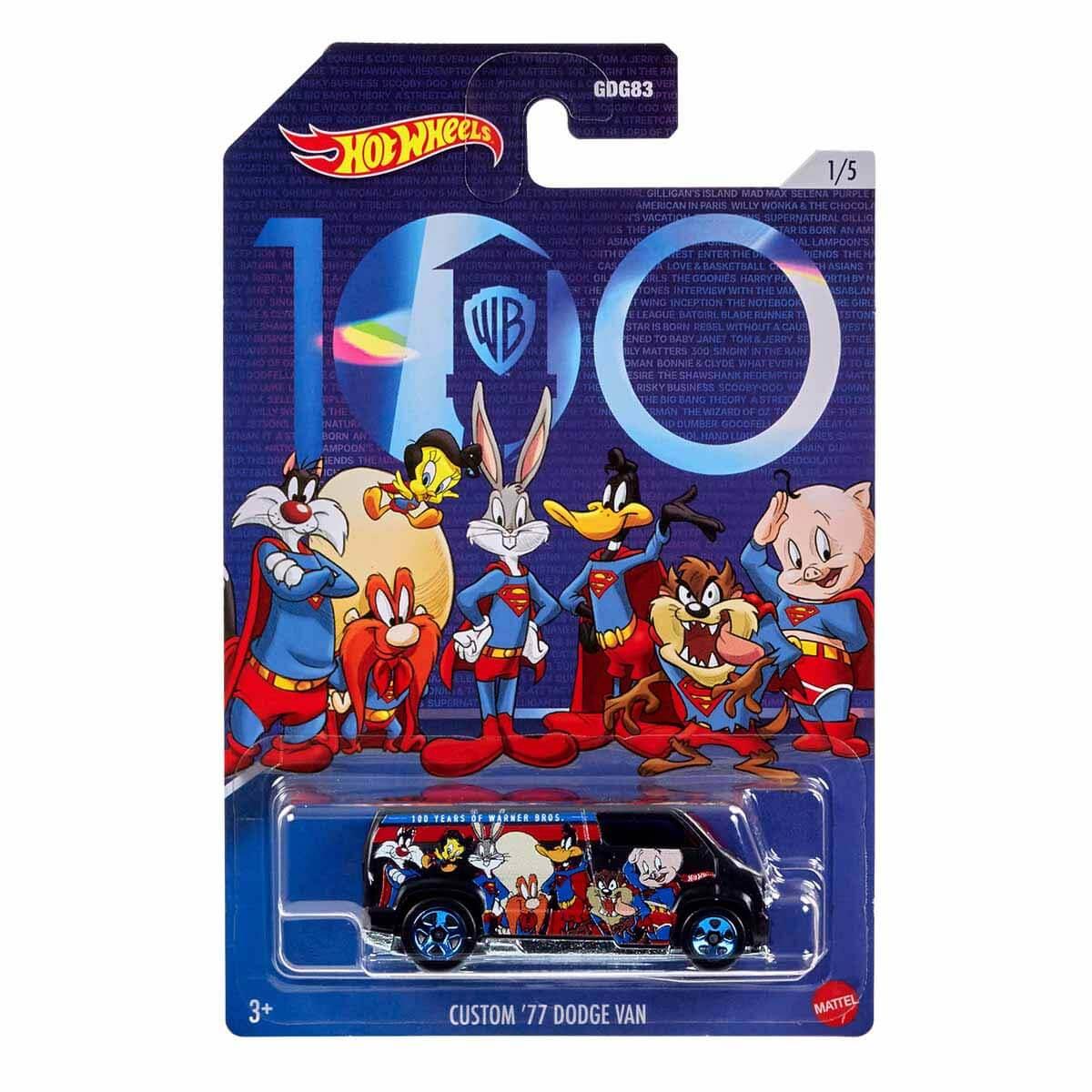 Hot Wheels Oyun Setleri, Hot Wheels, Hot Wheels Warnes Bros 100. Yıl Temalı Arabalar HMV73 HLK29 Custom 77 Dodge Van