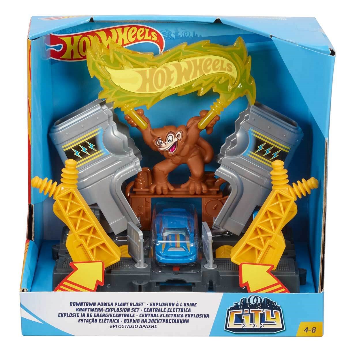 Hot Wheels Şehir Otoparkı Garaj Seti FRH28 - Şehir Merkezi Elektrik Santrali Patlaması