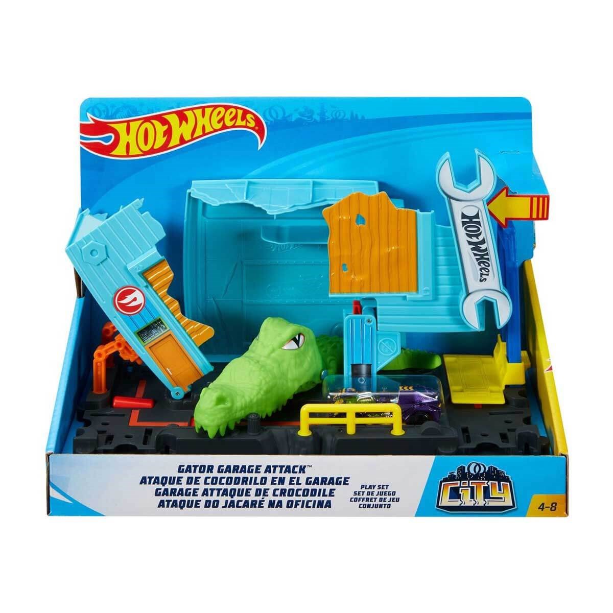Hot Wheels Şehirde Yaratıcı Macerası Oyun Seti Serisi FNB05 - Timsah Garajı Kapışması