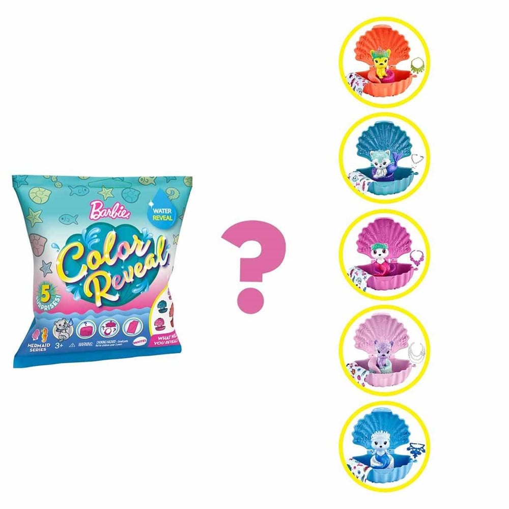 Kolleksiyon Karakterleri, Barbie, Barbie Color Reveal Mermaid Pet Series- Hayvanlar S2 GTP74
