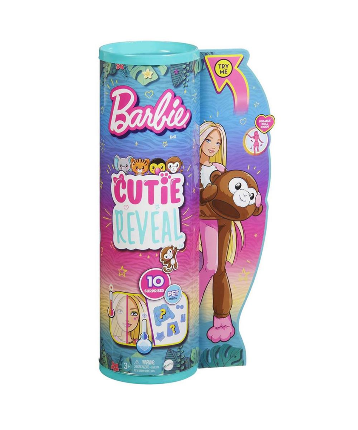 Kolleksiyon Karakterleri, Barbie, Barbie Cutie Reveal Jungle Serisi Oyuncak Bebek Desteği HKP97 HKR01 Maymun