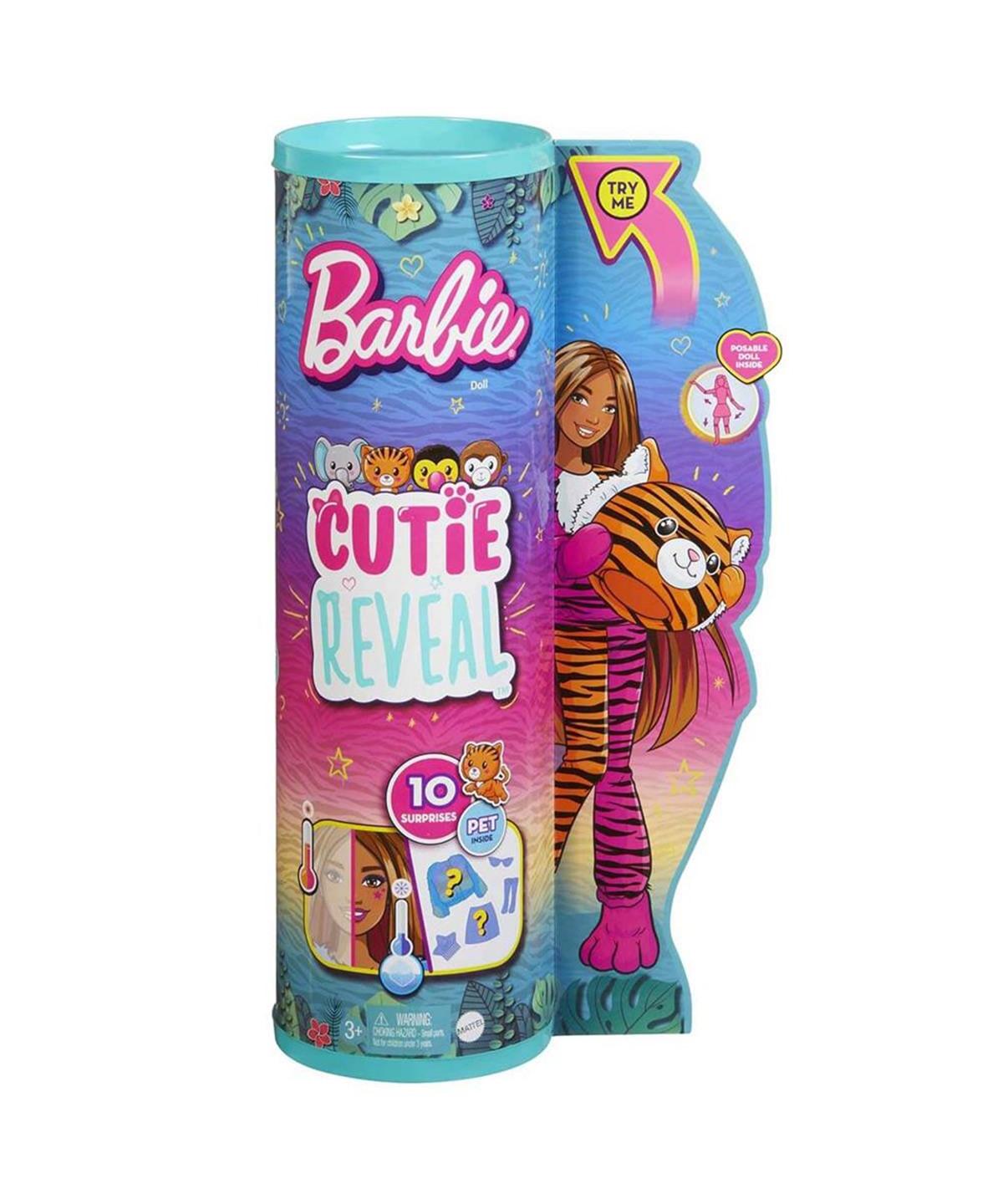 Kolleksiyon Karakterleri, Barbie, Barbie Cutie Reveal Jungle Serisi Oyuncak Bebek Desteği HKP97 HKP99 Kaplan