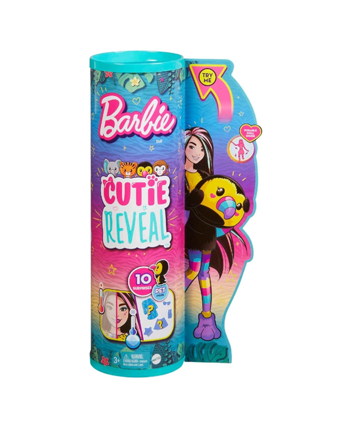 Kolleksiyon Karakterleri, Barbie, Barbie Cutie Reveal Jungle Serisi Oyuncak Bebek Desteği HKP97 HKR00 Tukan 
