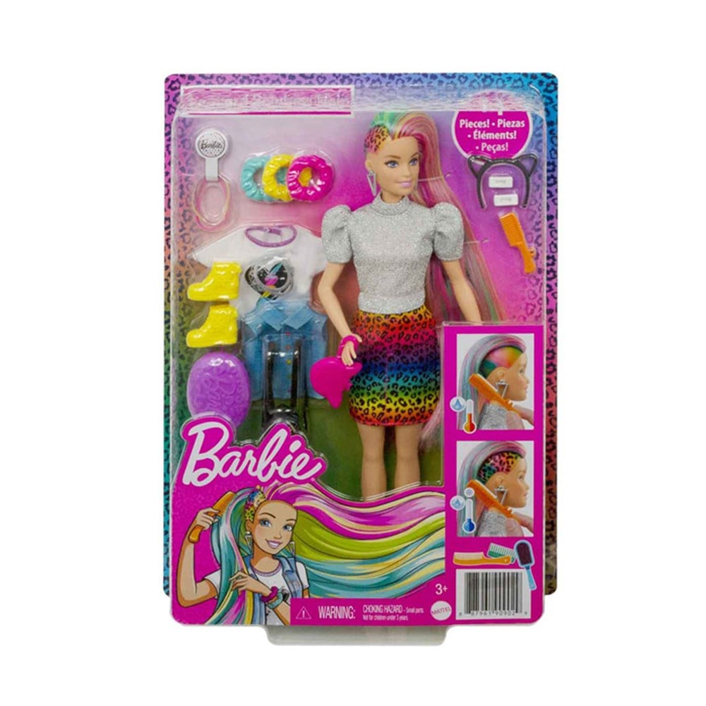 Kolleksiyon Karakterleri, Barbie, Barbie Leopar Desenli Saçlar Bebeği GRN81