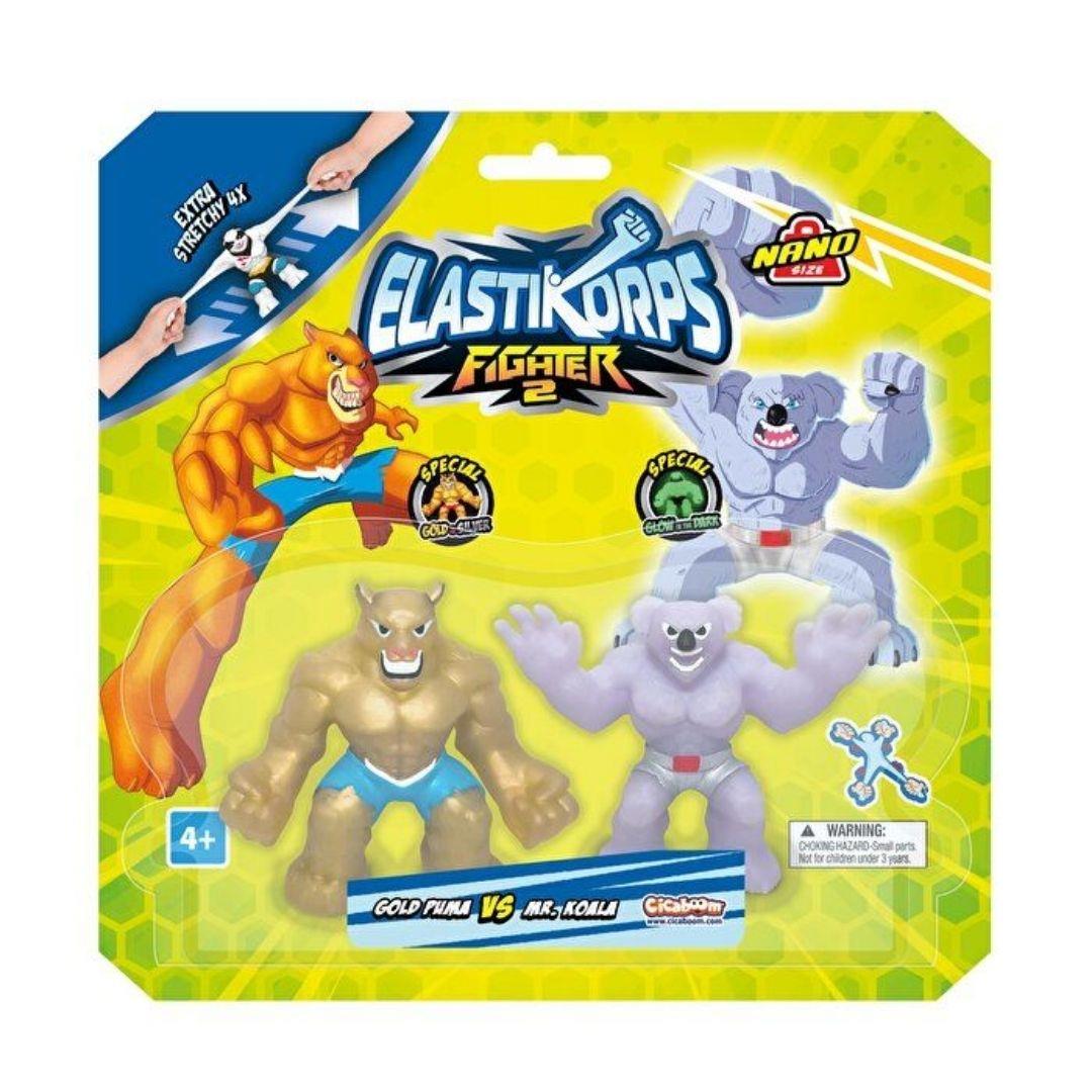 Kolleksiyon Karakterleri, MEGA OYUNCAK, Elastikorps Fighters Nano Mini İkili Paket 31896 Gold Puma & Mr. Koala