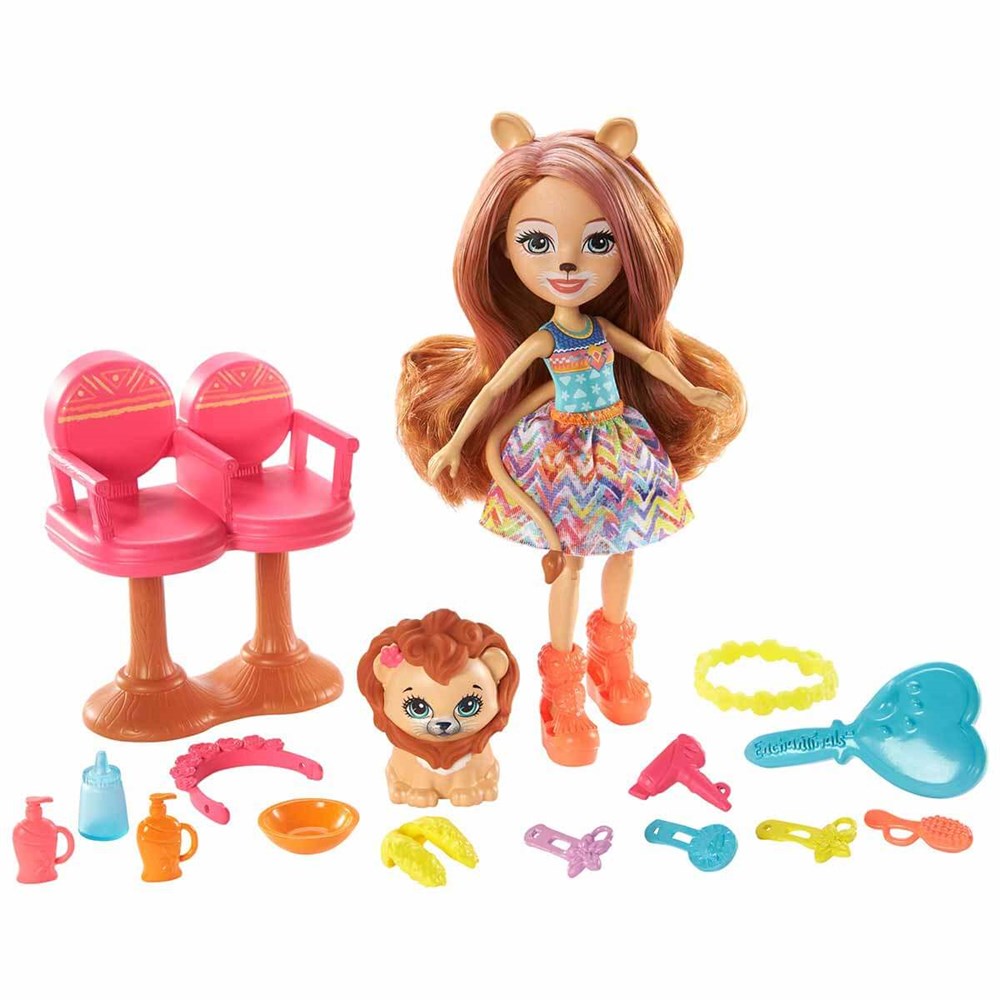 Kolleksiyon Karakterleri, Enchantimals, Enchantimals Eğlenceli Oyun Setleri Serisi GJX35 GTM29 Kuaför Salonu
