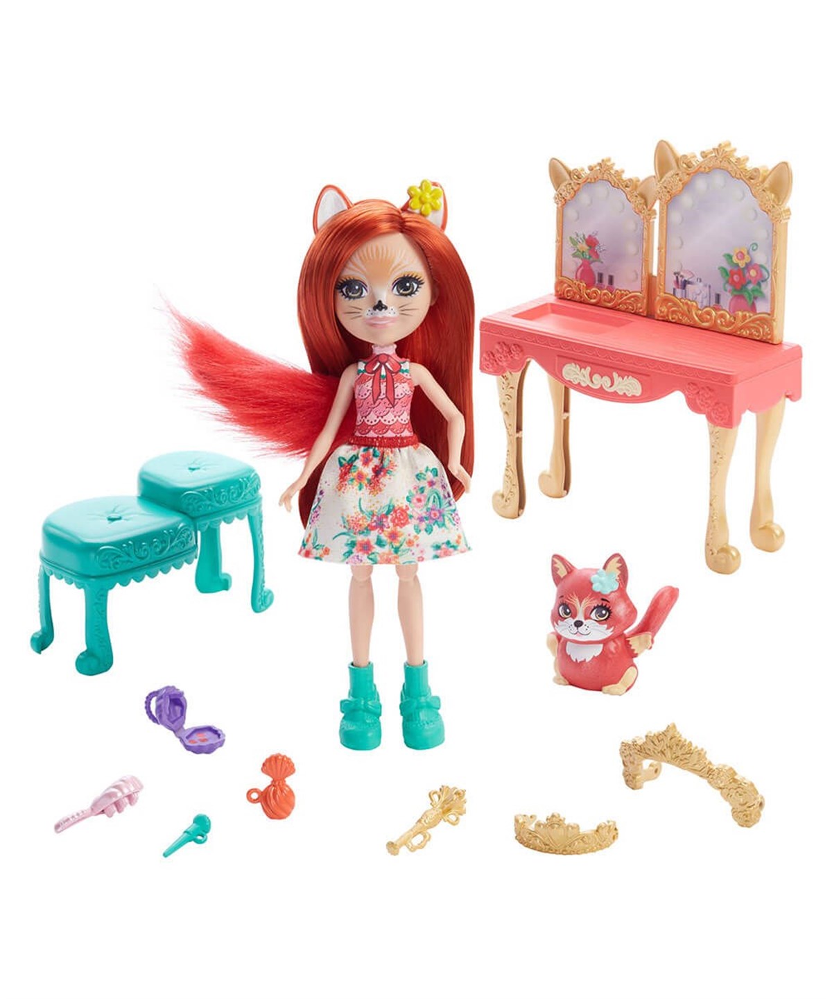 Kolleksiyon Karakterleri, Enchantimals, Enchantimals Eğlenceli Oyun Setleri Serisi GJX35 GYJ05 Süslenme Odası