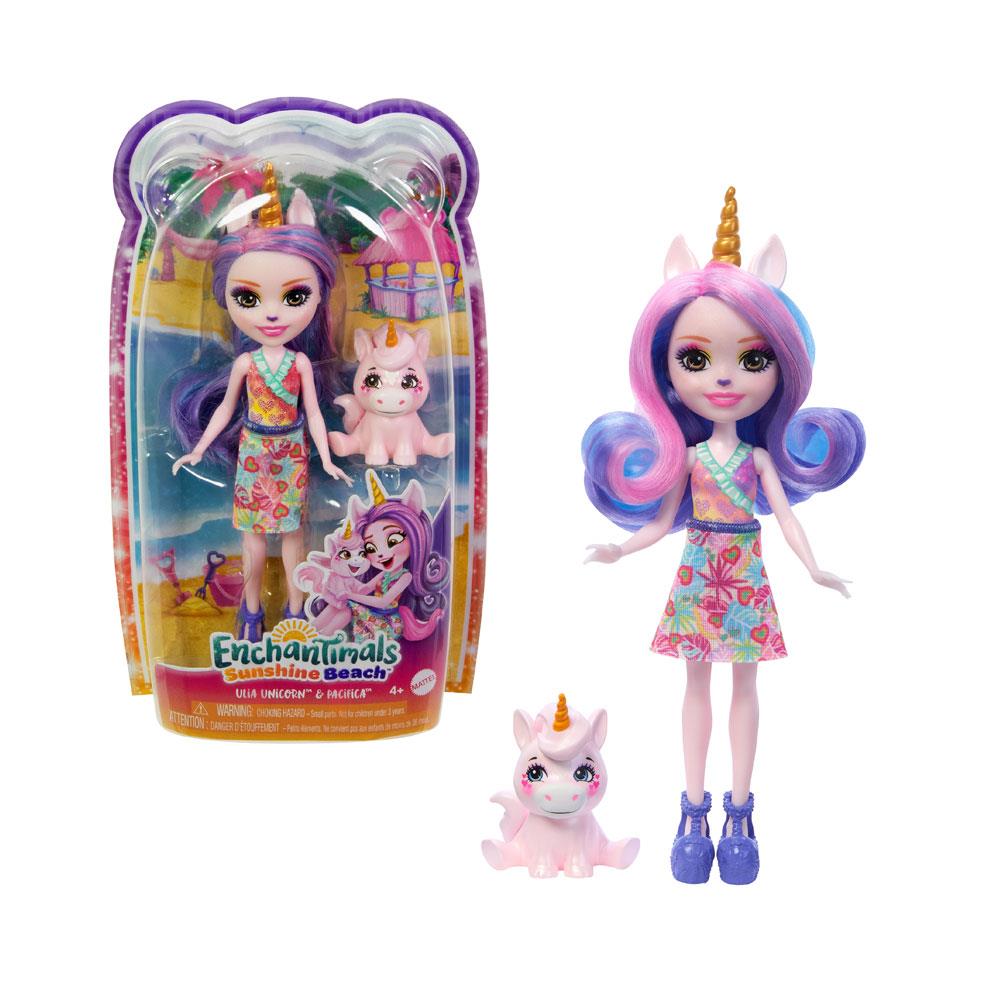 Kolleksiyon Karakterleri, Enchantimals, Enchantimals Karakter Bebekler FNH22 HRX84 Ulia Unicorn & Pacifica