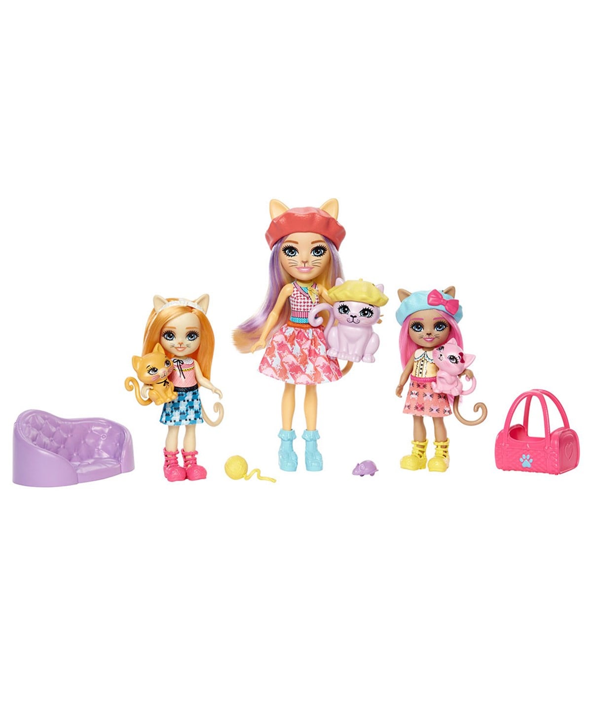 Kolleksiyon Karakterleri, Enchantimals, Görkemli Enchantimals Okyanus Krallığı Aile Serisi Bebekler HCF94 HHC11 Carmel Cat Ailesi
