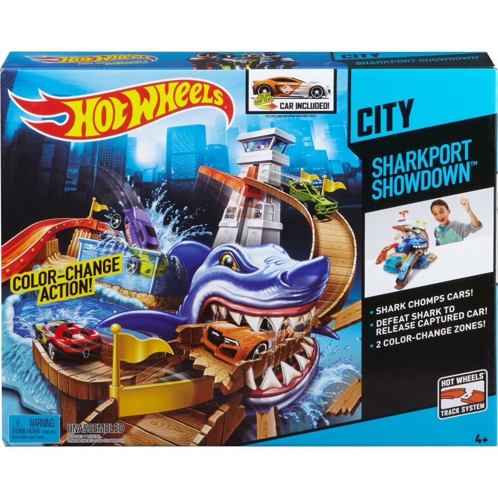 Kolleksiyon Karakterleri, Hot Wheels, Hot Wheels Köpek Balığı Sharky Delüks Yarış Seti BGK04