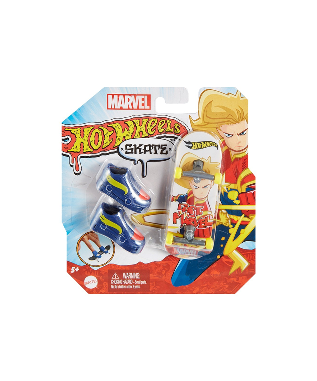 Kolleksiyon Karakterleri, Hot Wheels, Hot Wheels Skate Temalı Parmak Kaykay ve Ayakkabı Paketleri HMY18 HNL75 Capt. Marvel