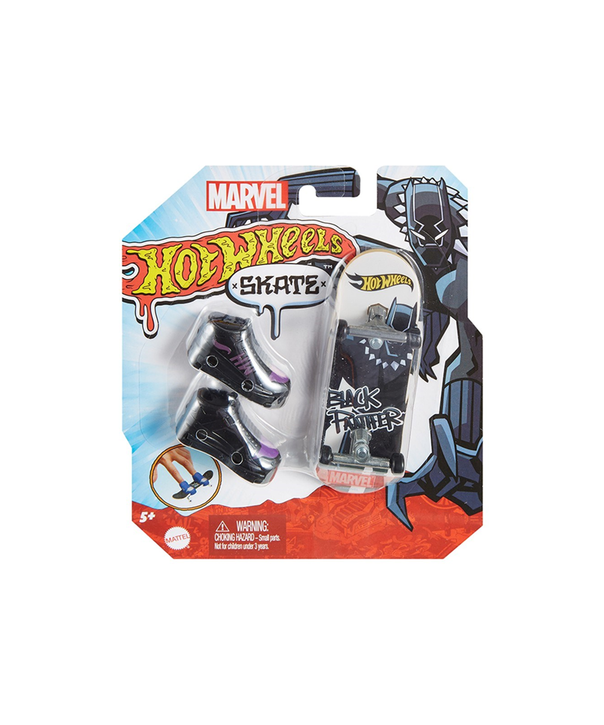 Kolleksiyon Karakterleri, Hot Wheels, Hot Wheels Skate Temalı Parmak Kaykay ve Ayakkabı Paketleri HMY18 HNL74 Black Panther