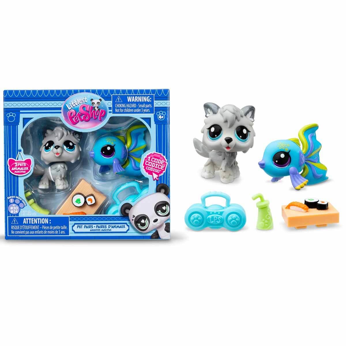 Kolleksiyon Karakterleri, Sunman, Littlest Pet Shop Minişler 2'li Figür Seti S1 S00005264 20&24 Kurt ve Balık
