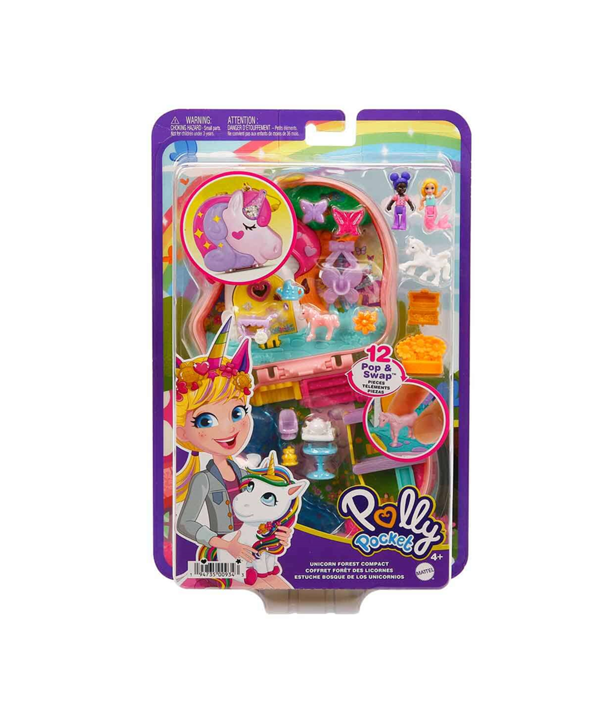 Kolleksiyon Karakterleri, Polly Pocket, Polly Pocket ve Maceraları Oyun Seti FRY35 GTN1 HCG20 Unicorn Forest Compact