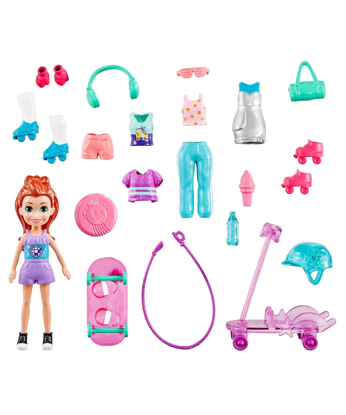 Kolleksiyon Karakterleri, Polly Pocket, Polly Pocket ve Eğlenceli Dünyası Oyun Setleri GBF85 HDW51 Kaykay Partisi Paketi