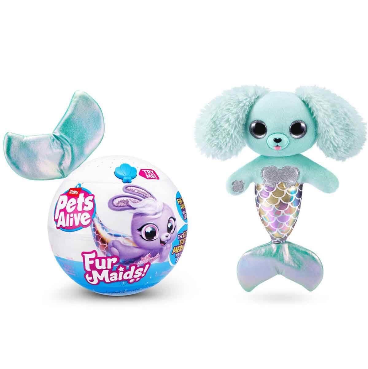 Kolleksiyon Karakterleri, Giochi Preziosi, Sesli ve Işıklı Pets Alive Furmaids Peluş PEL07000 Yeşil