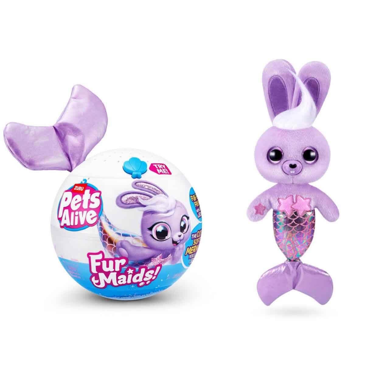 Kolleksiyon Karakterleri, Giochi Preziosi, Sesli ve Işıklı Pets Alive Furmaids Peluş PEL07000 Mor