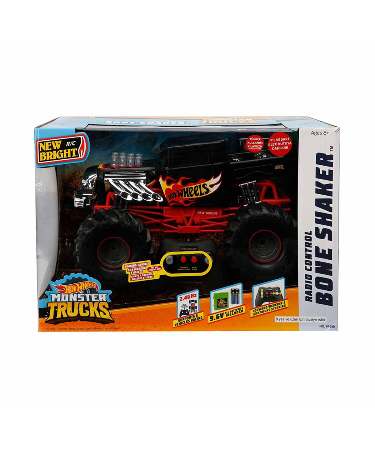 Kumandalı Arabalar, Sunman, 1:10 Hot Wheels Bone Shaker Uzaktan Kumandalı Araba 40 cm