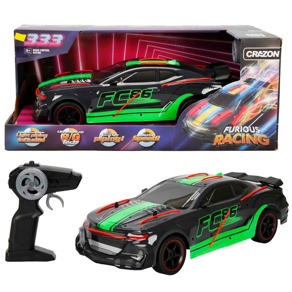Kumandalı Arabalar, Sunman, 1:12 Işıklı Furious Racing USB Şarjlı Uzaktan Kumandalı Yarış Arabası 39 cm