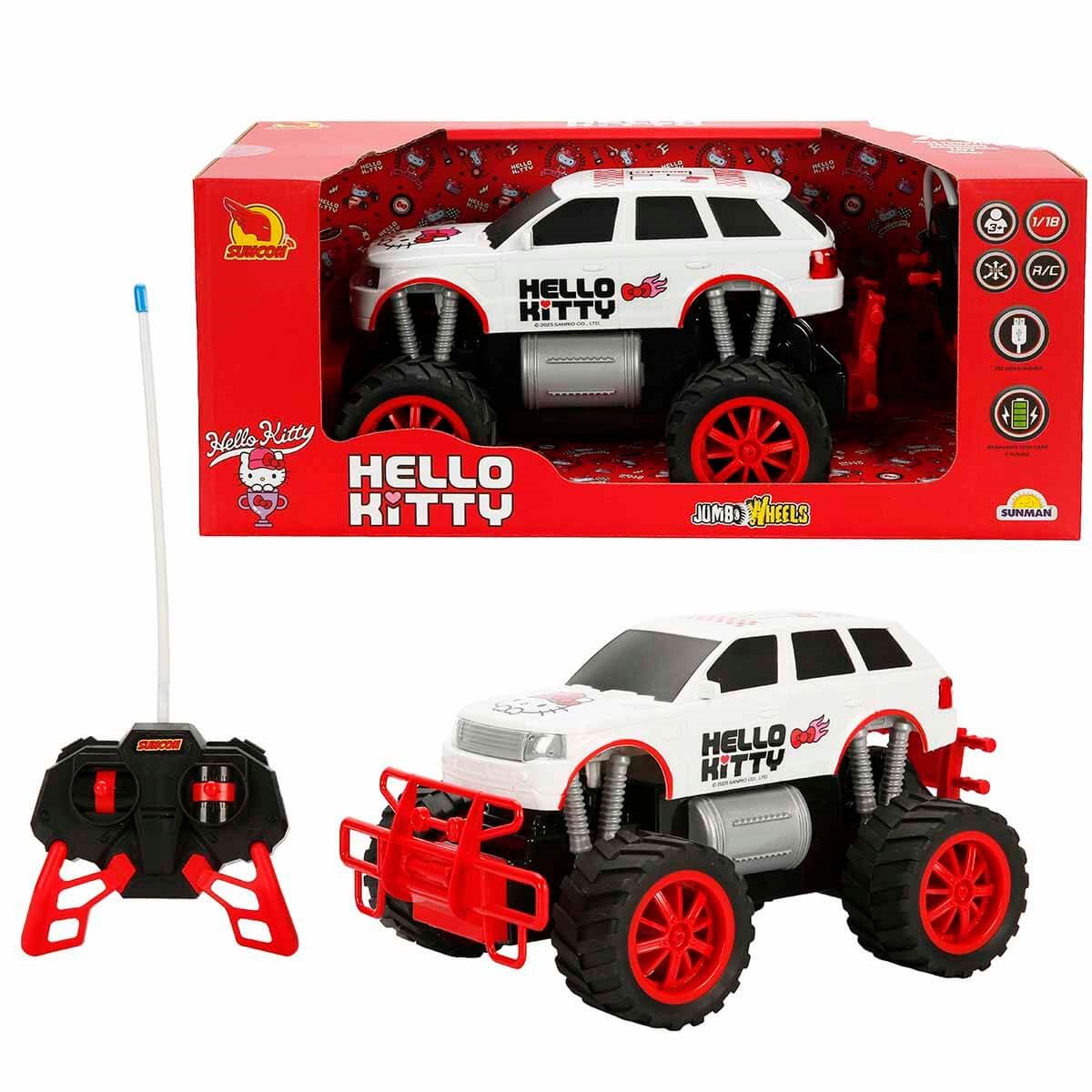 Kumandalı Arabalar, Sunman, 1:18 Suncon Jumbo Wheels Hello Kitty USB Şarjlı Uzaktan Kumandalı Arazi Aracı