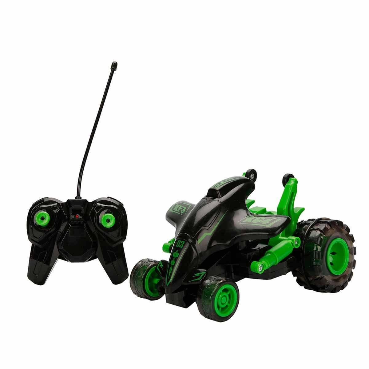 Kumandalı Arabalar, Sunman, Drift Shark Işıklı 360 Derece Dönen USB Şarjlı Uzaktan Kumandalı Araba 32451 Yeşil