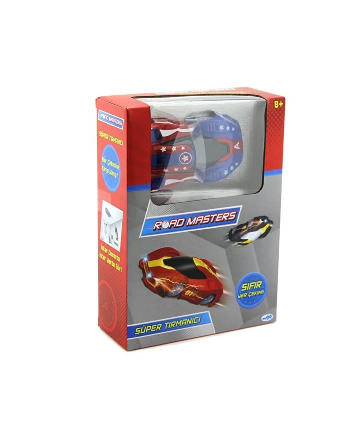 Kumandalı Arabalar, MEGA OYUNCAK, Roadmasters Duvarda Yürüyen Araba 40389 Mavi Kırmızı