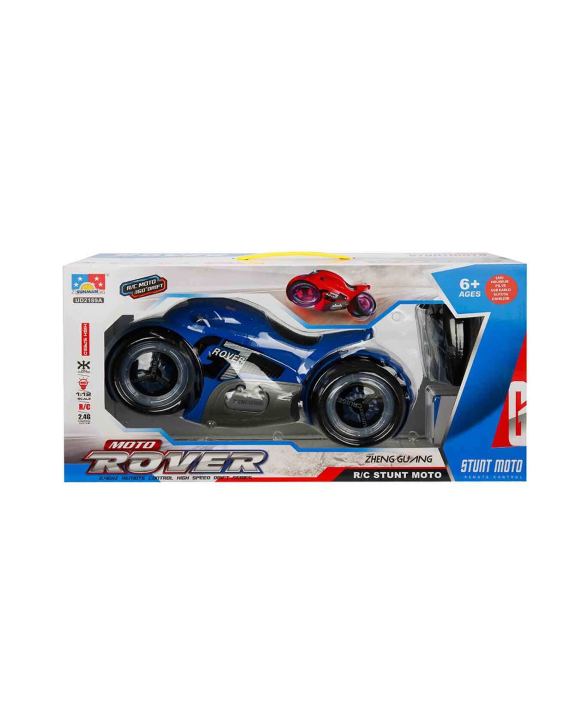 Kumandalı Arabalar, Sunman, Stunt Uzaktan Kumandalı Motosiklet 36 cm 25390 Mavi